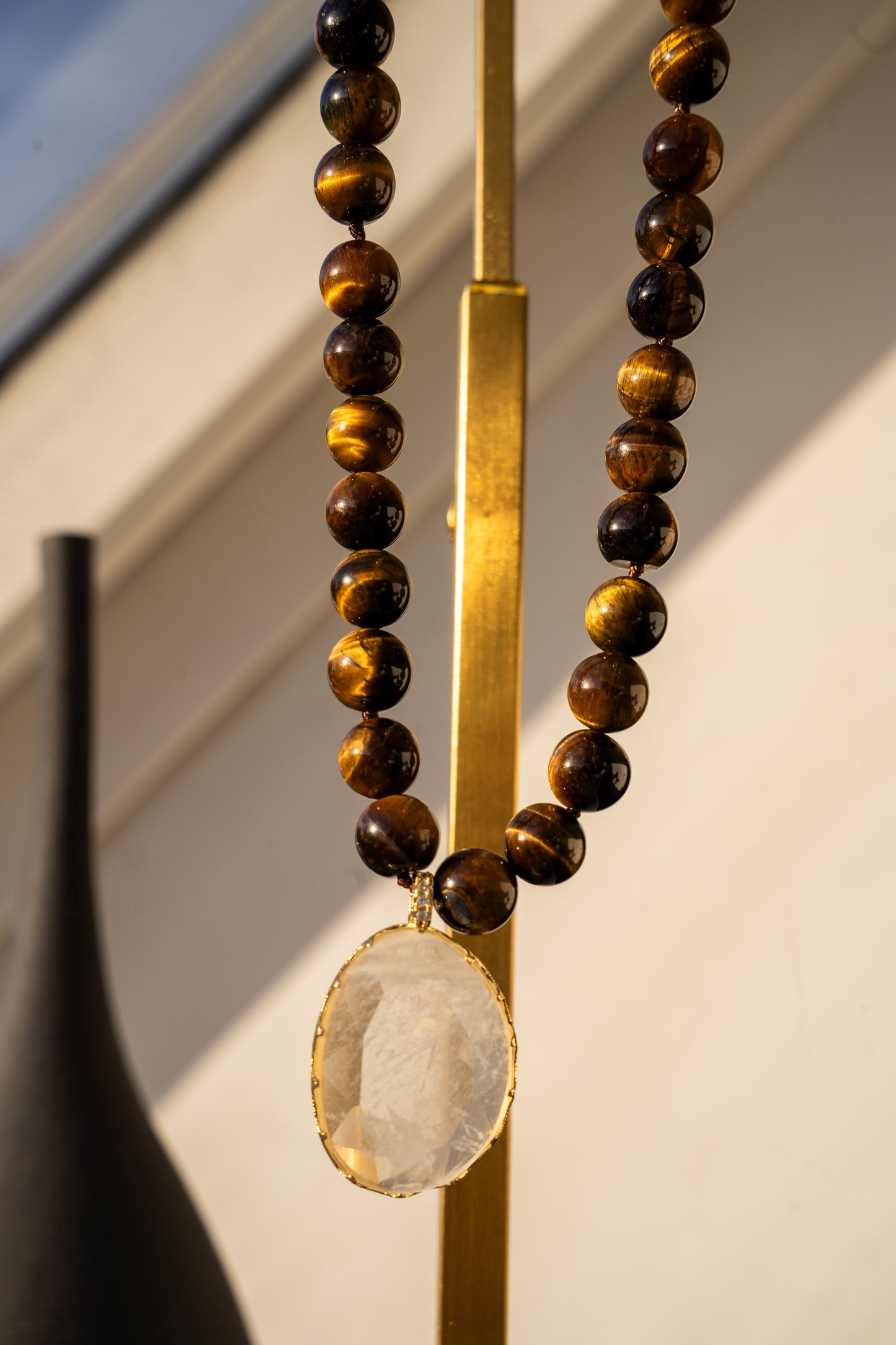 Le Collier "Majesté" – Œil de Tigre & Cristal de Roche