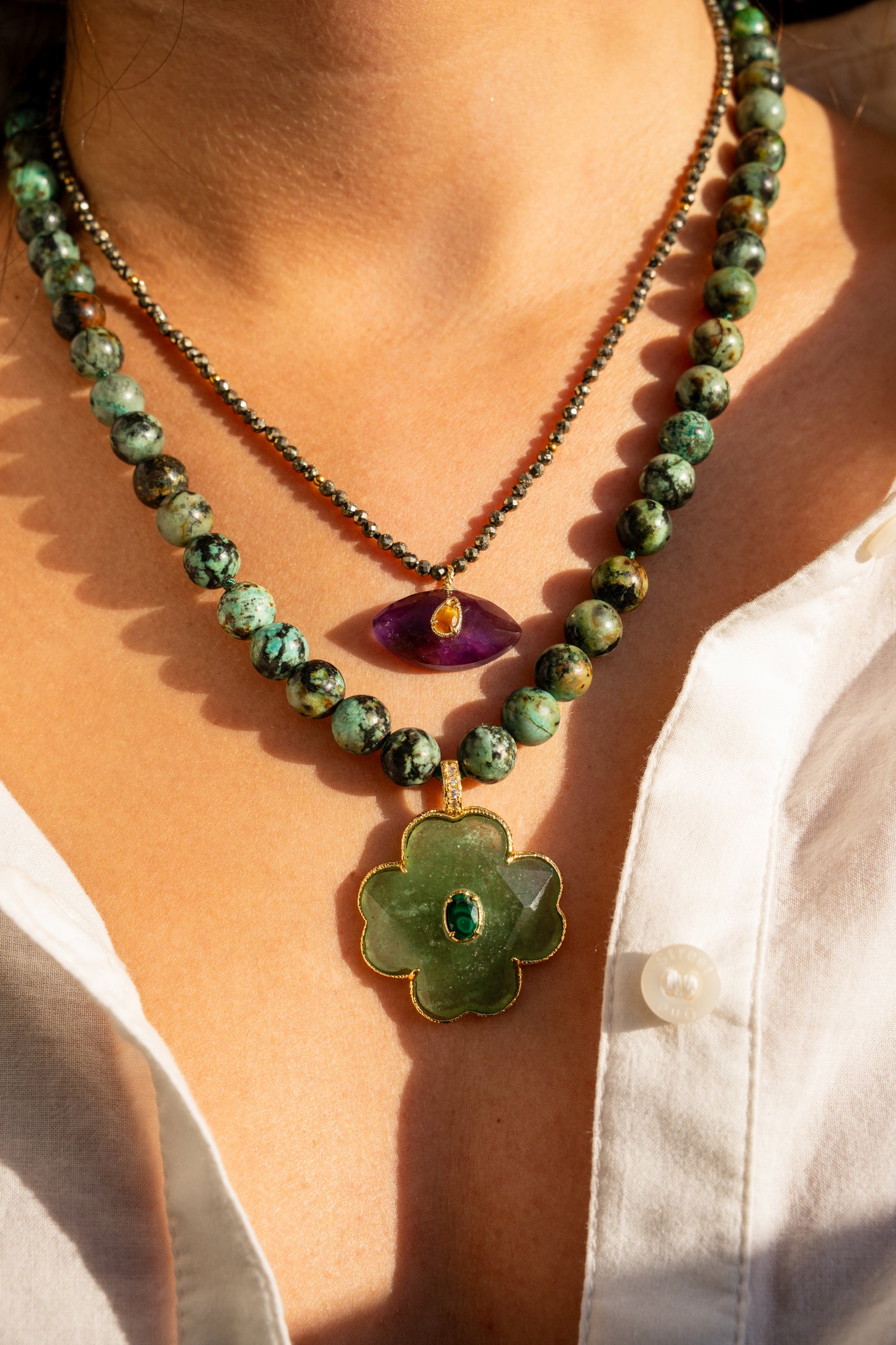 Agate Indienne & Trèfle Céleste