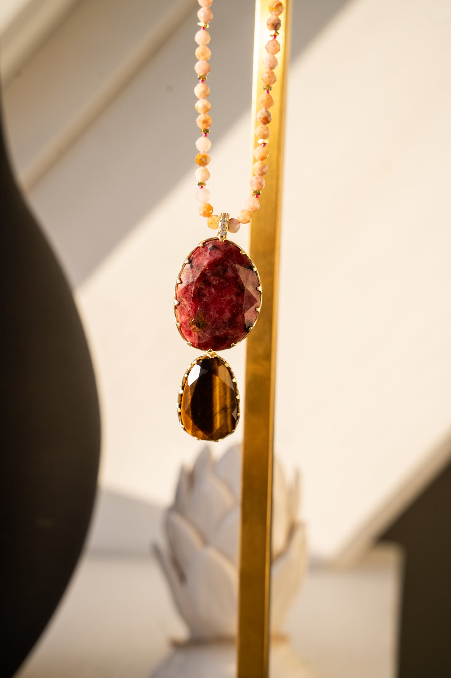 Sautoir "Passion Fauve" – Duo de Pierres Naturelles