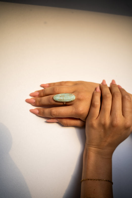 Bague "L'Horizon" – Amazonite Givrée